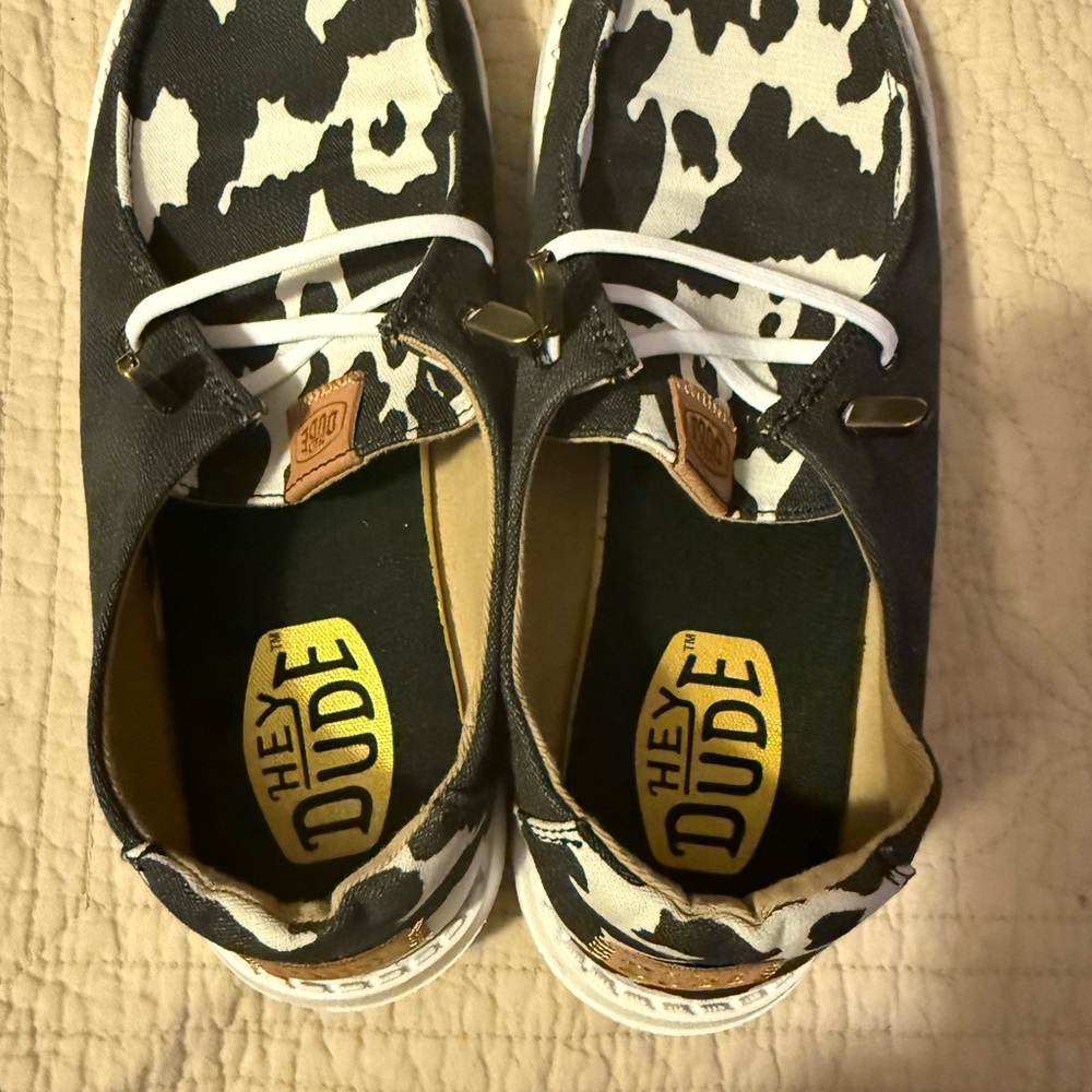 Hey Dude Women’s Cow-Print Slip-On’s
